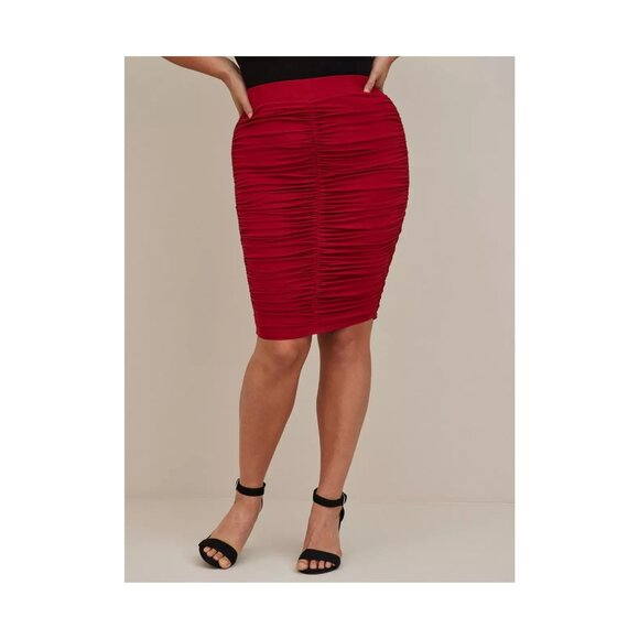 torrid Dresses & Skirts - EUC Torrid Red HOT Midi Super Soft Shirred Pencil Skirt Size 2